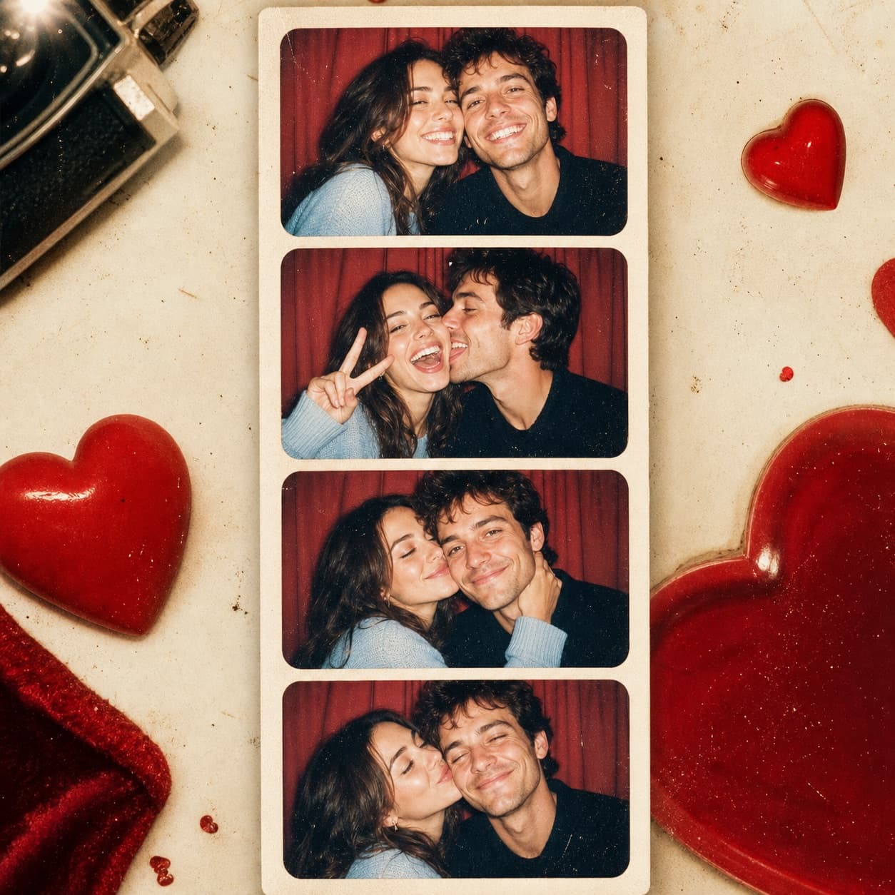 A date-night photo strip made from your picture.