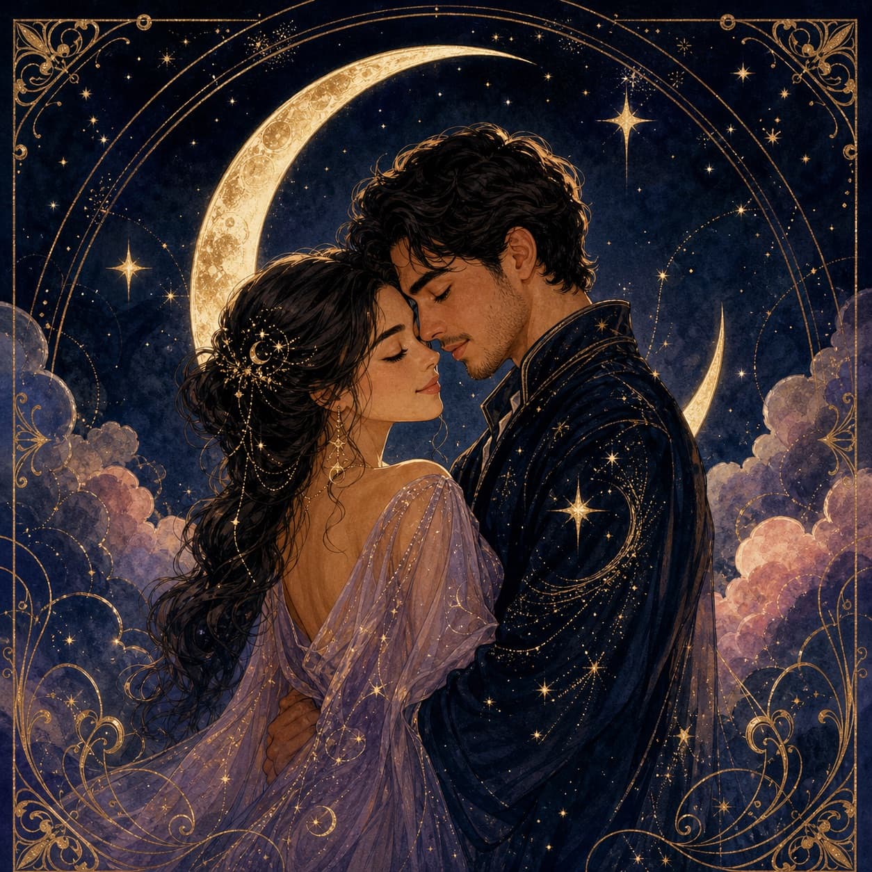 A moonlit couple portrait with anniversary energy.