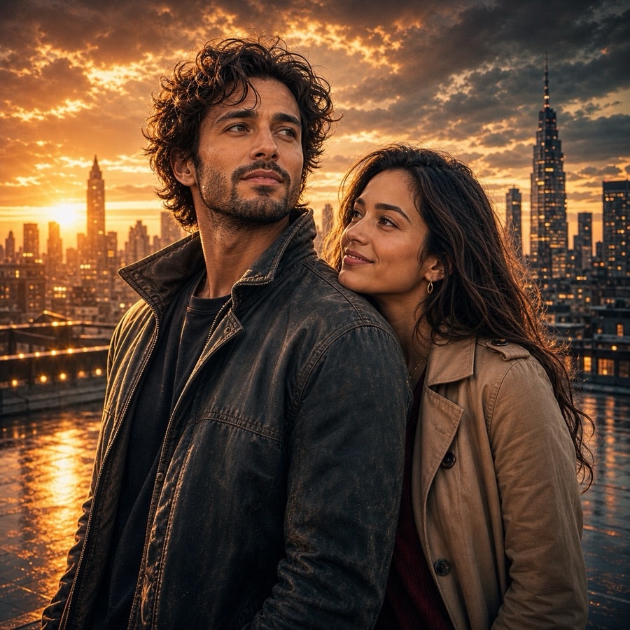 Couple Movie Poster AI portrait example
