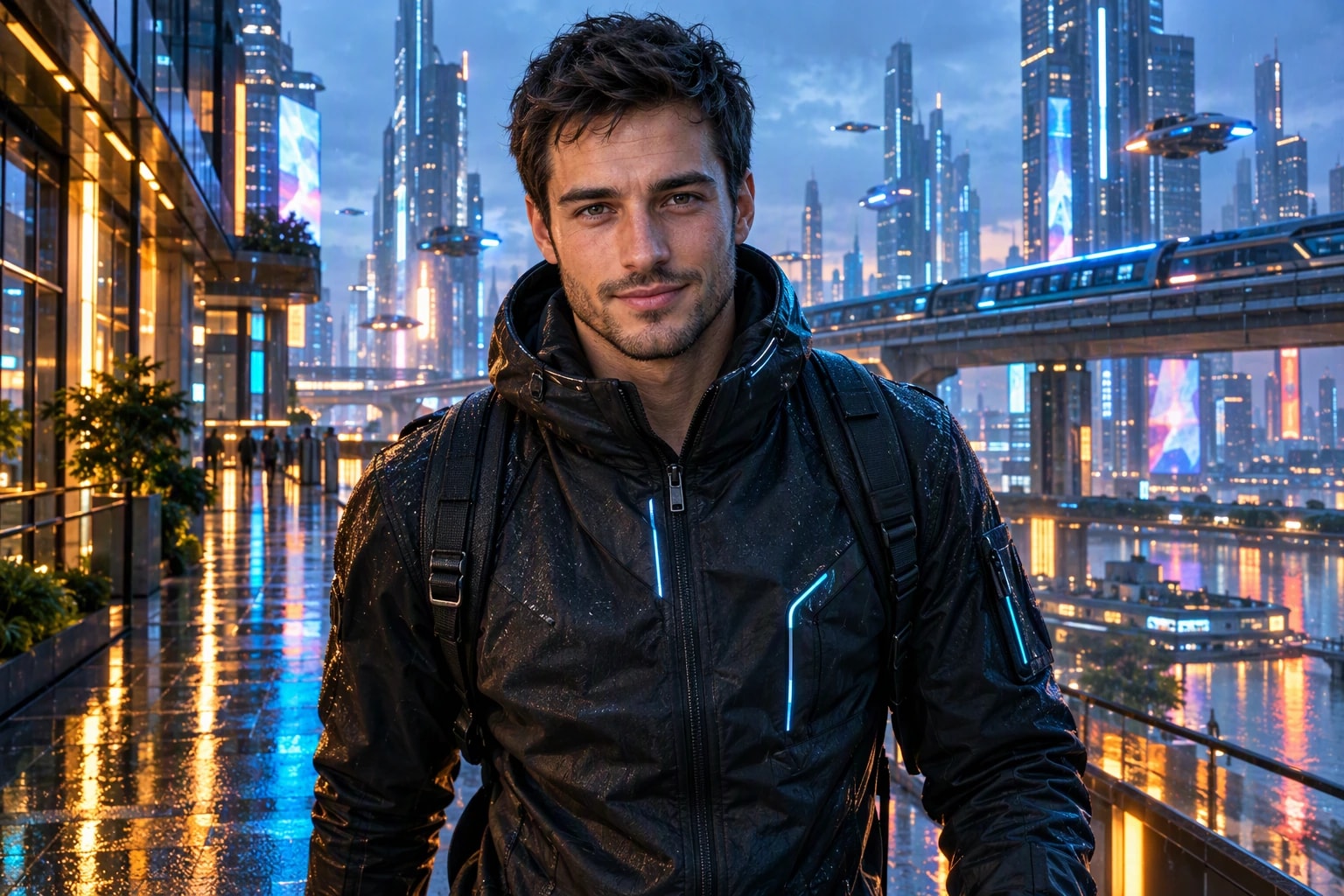 Cyberpunk City AI portrait example