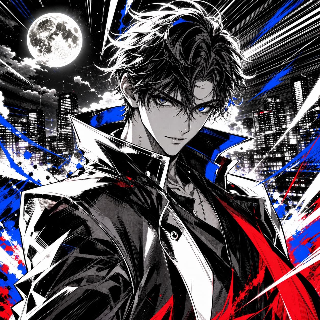 Your photo, redrawn with manga-cover intensity.